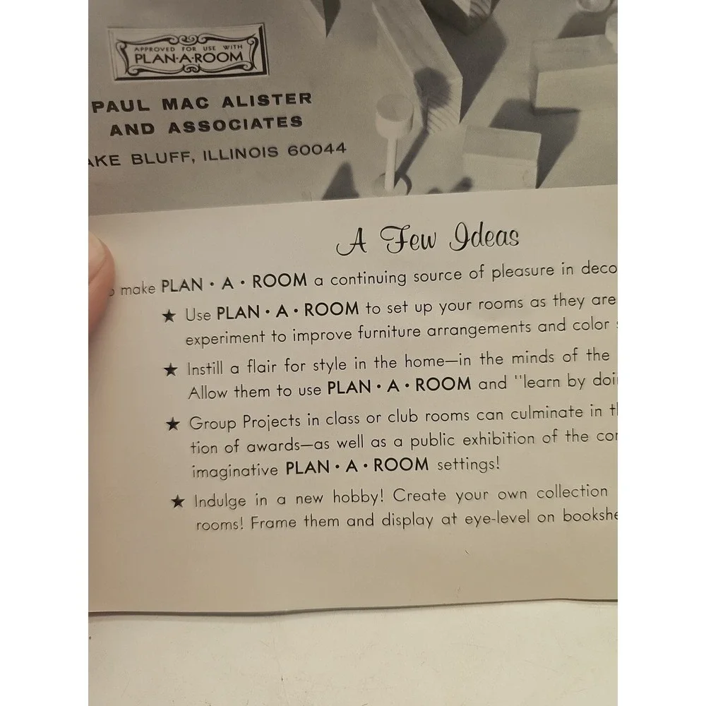Paul MacAlister‎ Original Plan-A-Room 1950s Wooden Pieces Box Manual Vintage